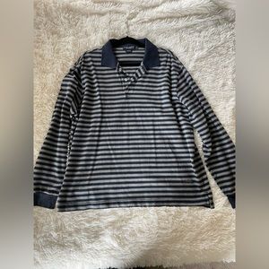 vintage long sleeve oversized striped polo /// daniel cremieux